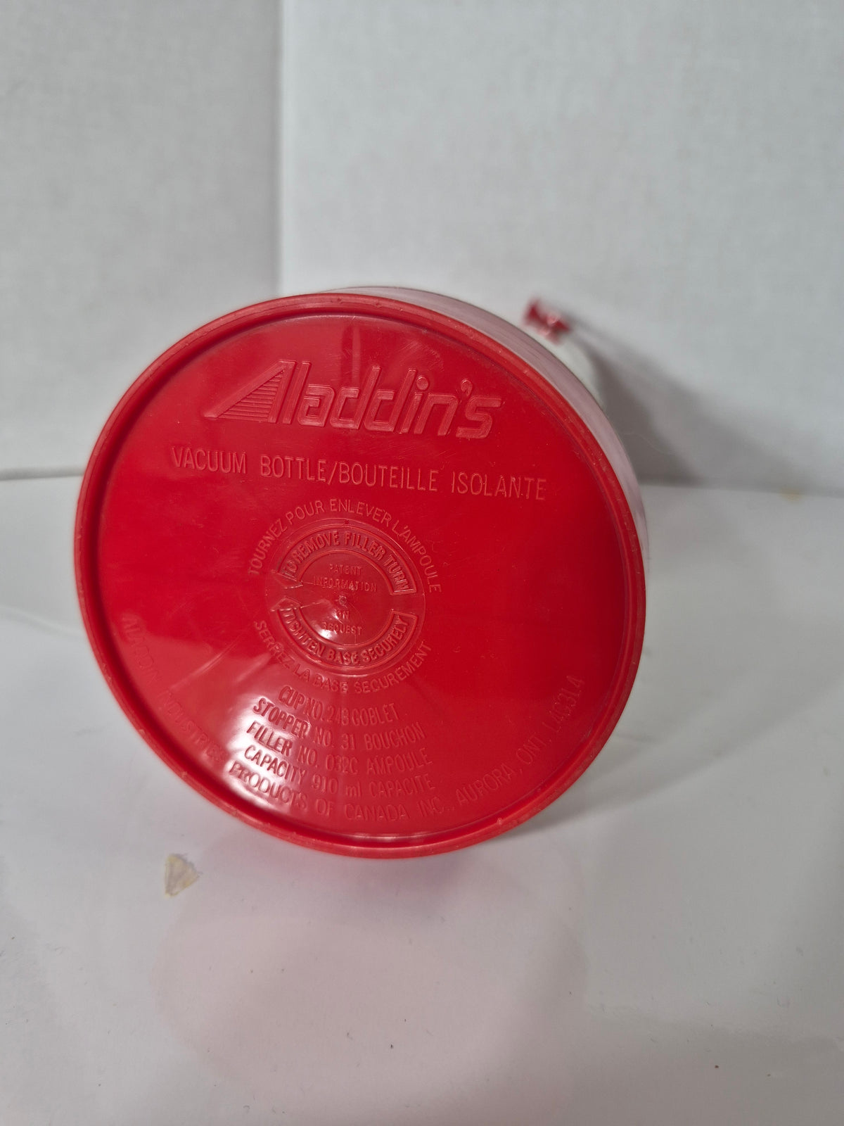 Vintage Aladdin Canada 910 mL Vacuum Bottle Thermos – Red White Black Atomic Design – 12"