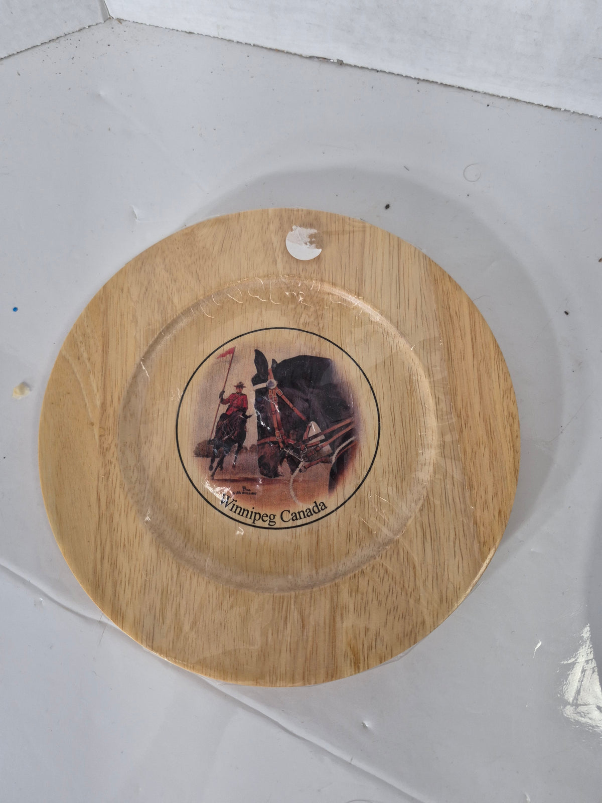 Canadian-Made RCMP Mountie Wooden Souvenir Plate – Winnipeg Canada – 8"