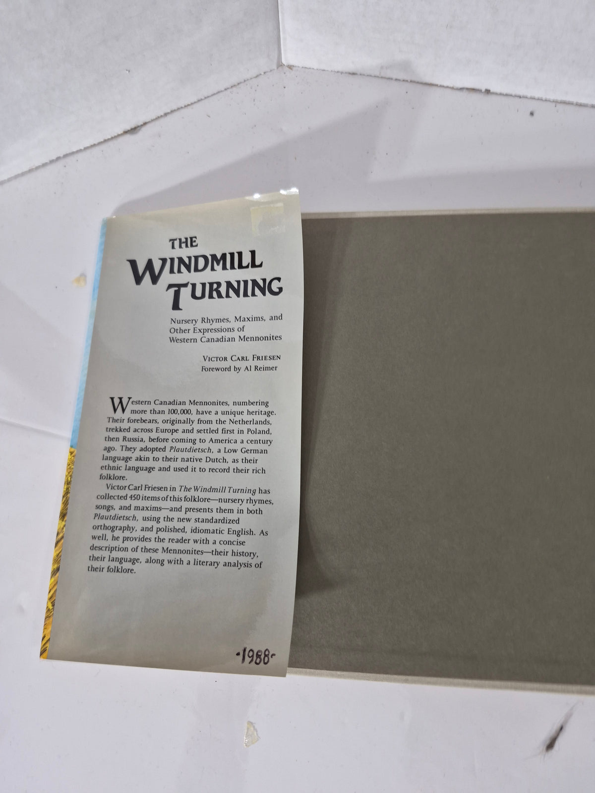 The Windmill Turning by Victor Carl Friesen – 1988 First Edition Hardcover – Western Canadian Mennonite Folklore