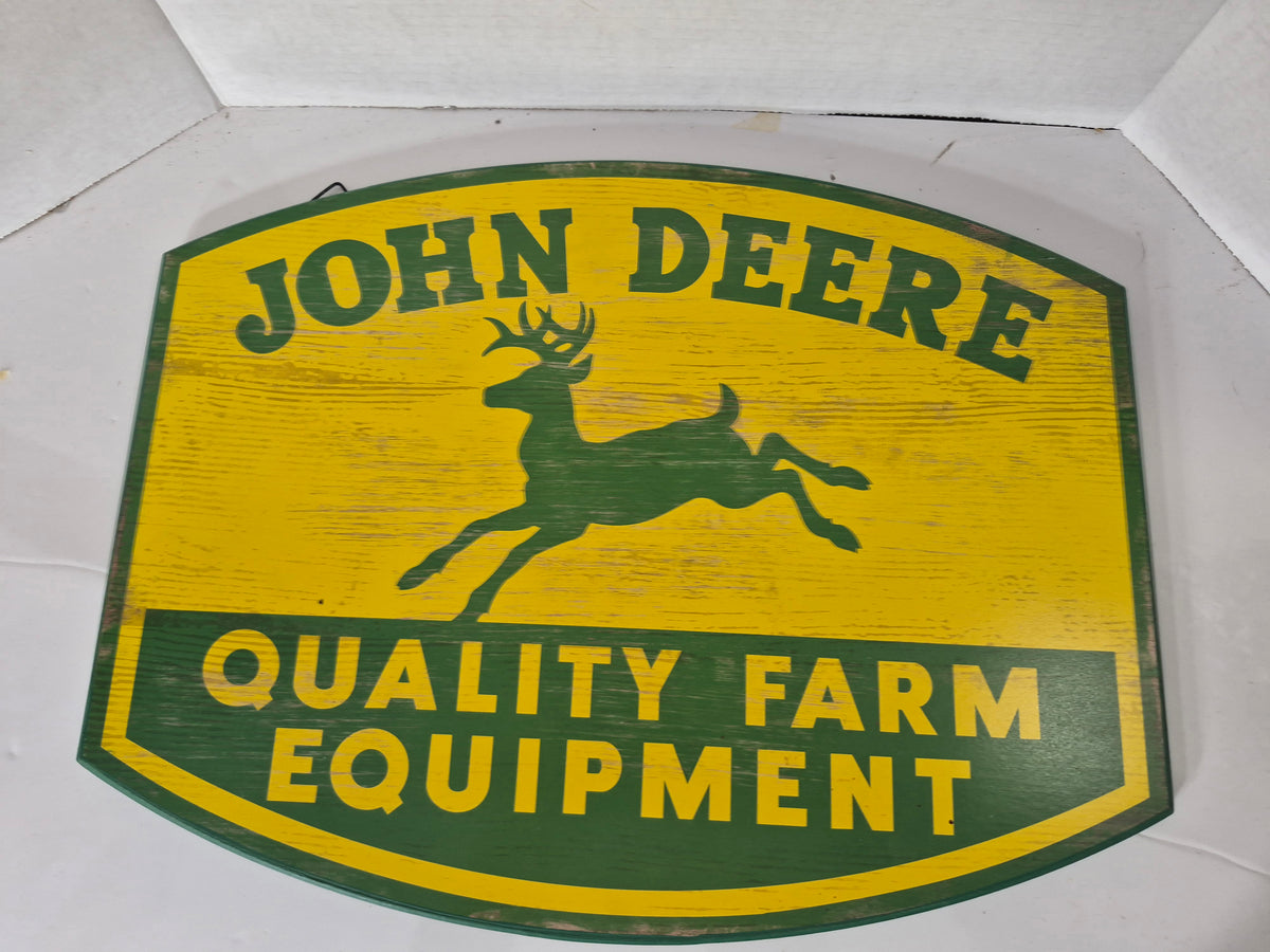 John Deere “Quality Farm Equipment” Rustic MDF Wall Sign – Open Road Brands – 19.25 x 15 in.