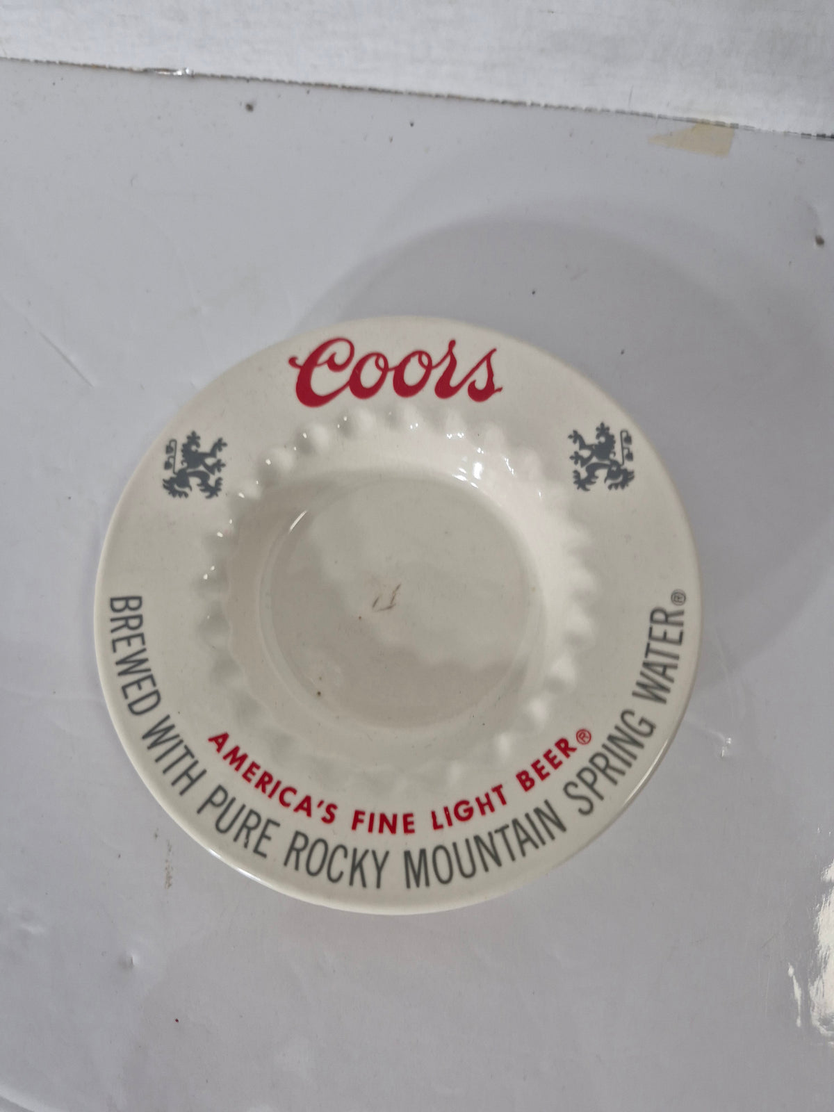 Vintage Coors Ceramic Advertising Ashtray – 6" – Rocky Mountain Spring Water