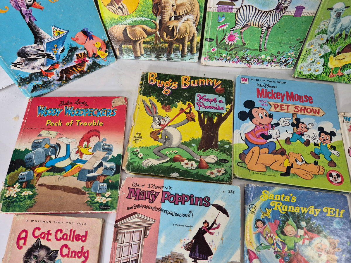 Vintage Children’s Hardcover Book Lot – 14 Whitman Tell-A-Tale, Disney, Bugs Bunny & Rand McNally Books