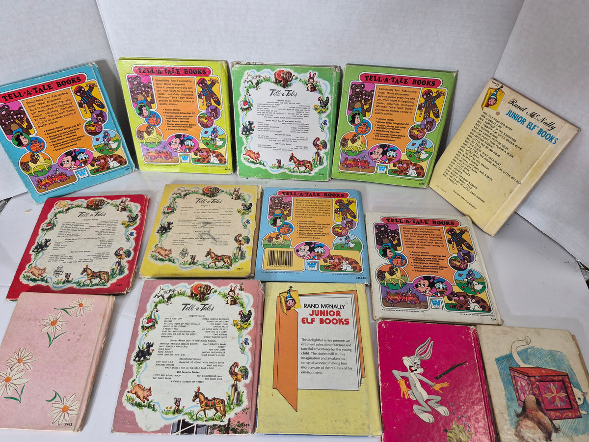 Vintage Children’s Hardcover Book Lot – 14 Whitman Tell-A-Tale, Disney, Bugs Bunny & Rand McNally Books