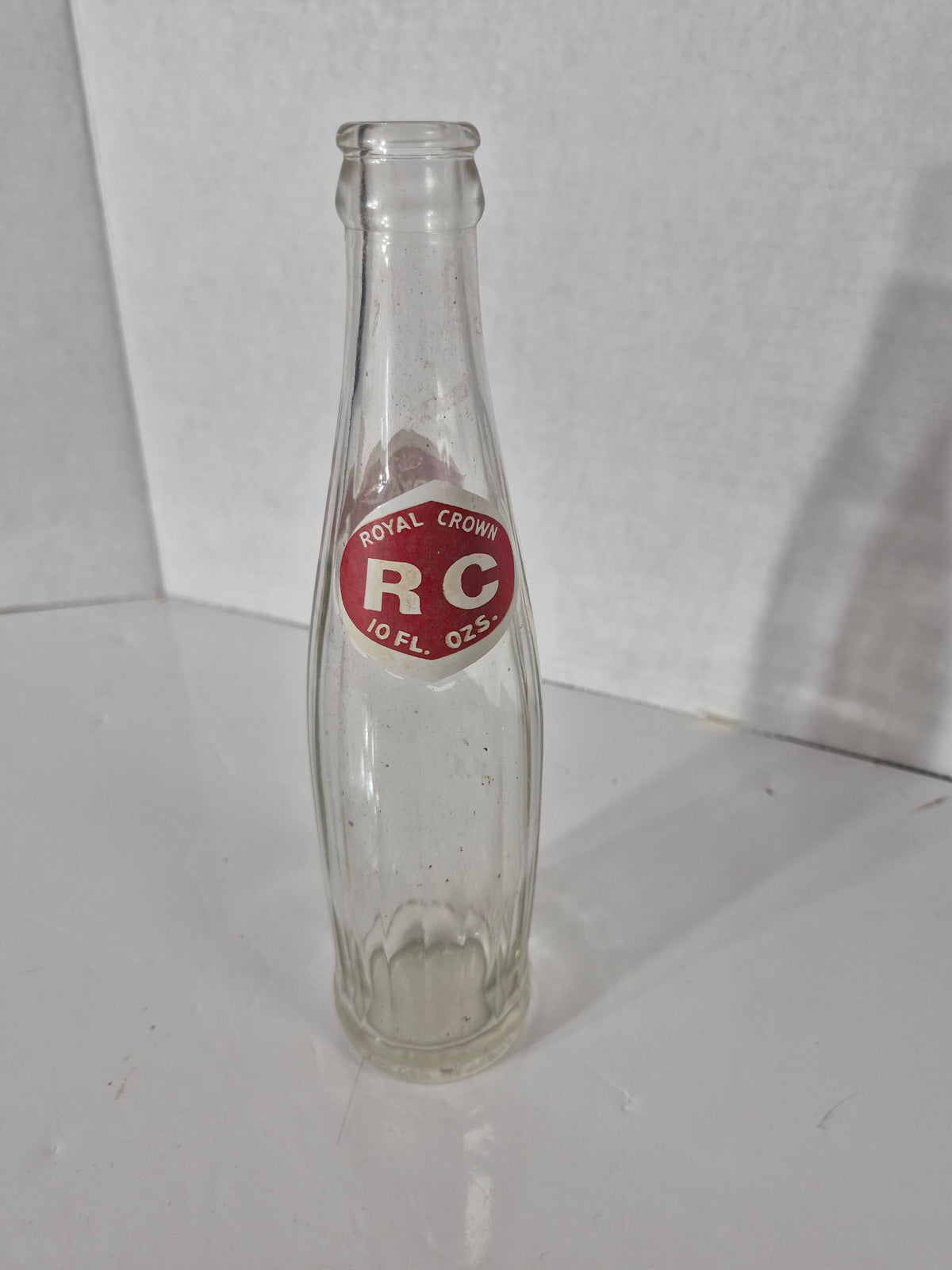 Vintage Royal Crown Cola RC 10 oz ACL Glass Soda Bottle – Red & White Double-Sided Logo