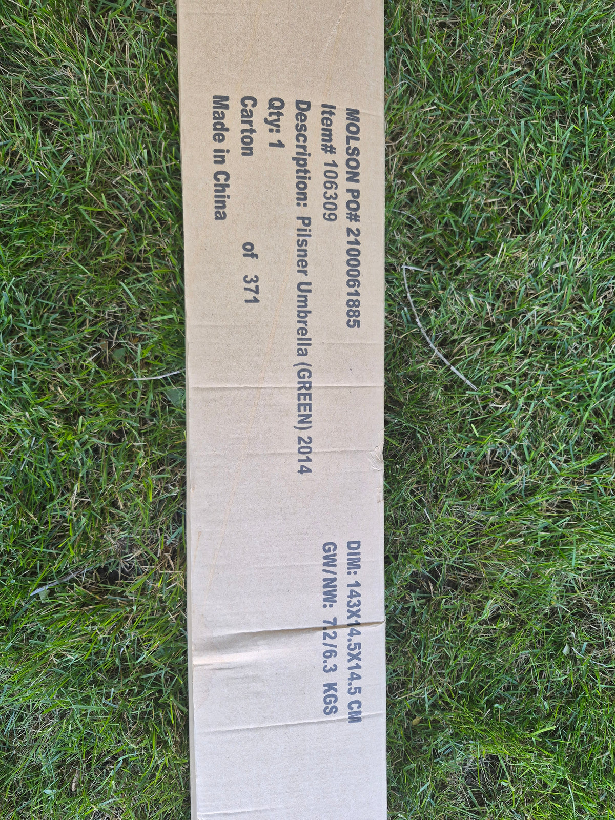 2014 Molson Old Style Pilsner Commercial Patio Umbrella – Green Beer Advertising – Original Box