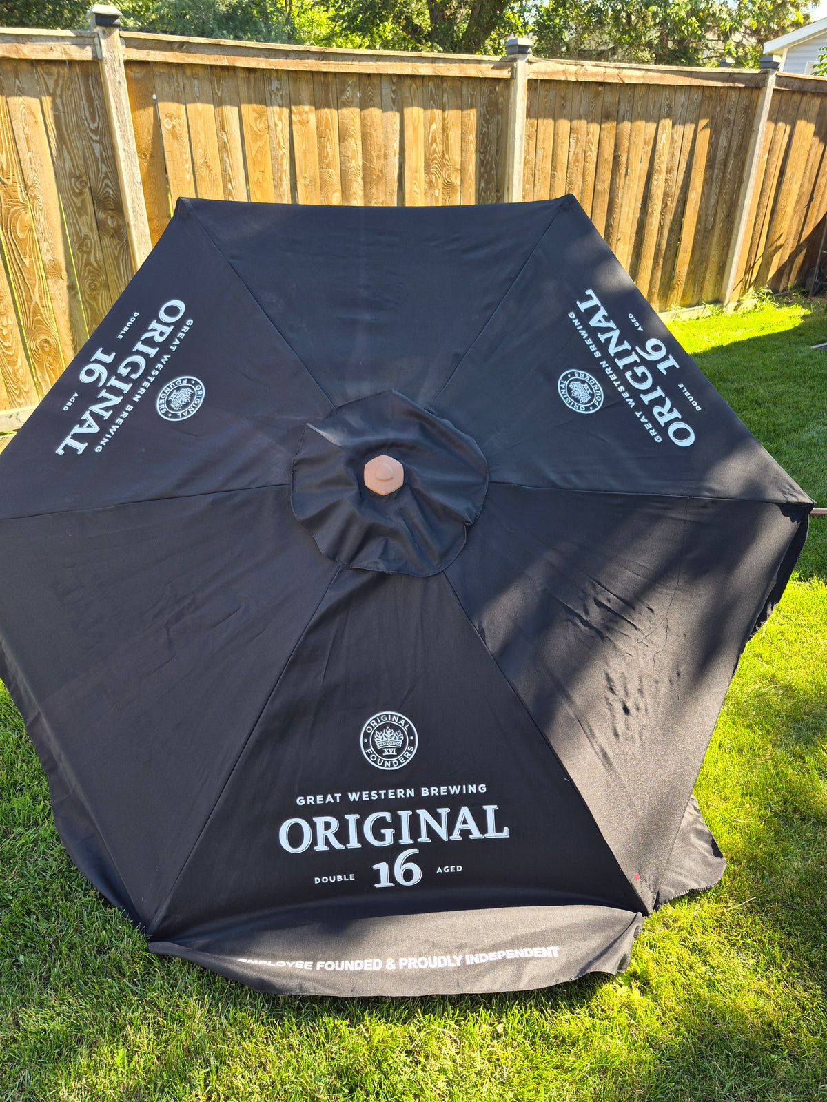 Genuine Great Western Original 16 Beer Promotional Patio Umbrella – Black – Saskatchewan Breweriana