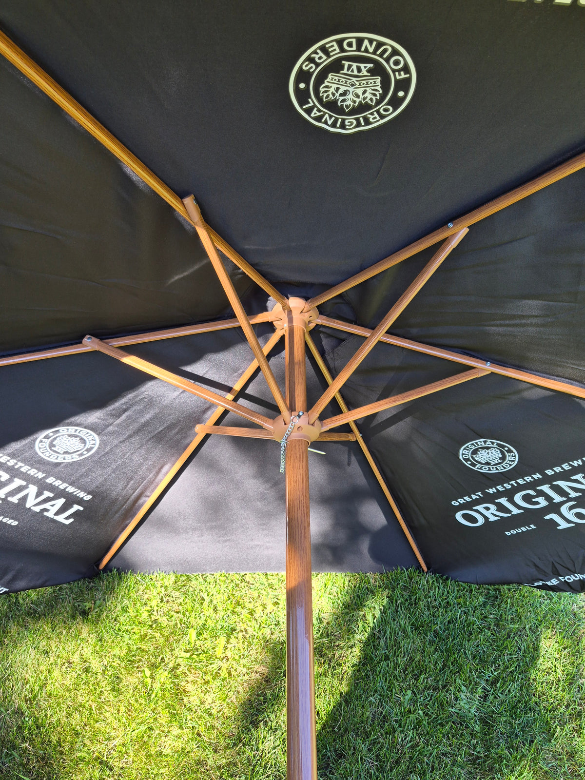 Genuine Great Western Original 16 Beer Promotional Patio Umbrella – Black – Saskatchewan Breweriana