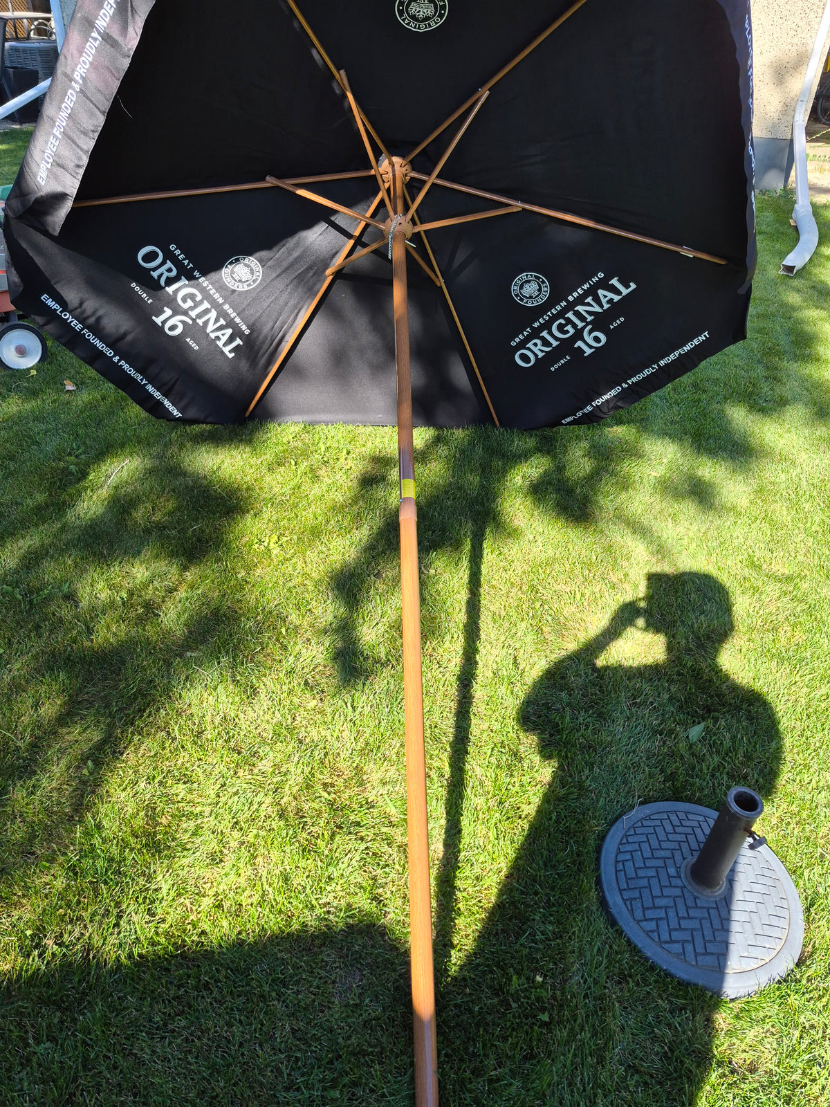 Genuine Great Western Original 16 Beer Promotional Patio Umbrella – Black – Saskatchewan Breweriana