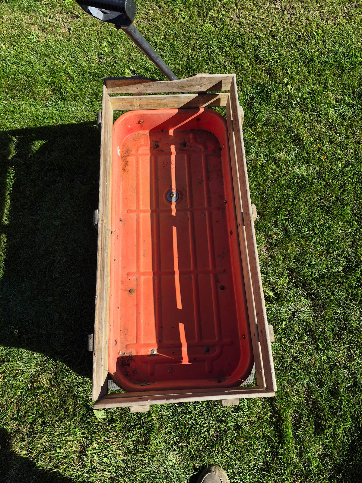 Vintage Roadmaster “Woody Wagon” Red Pull Wagon with Wooden Stake Sides – 40"