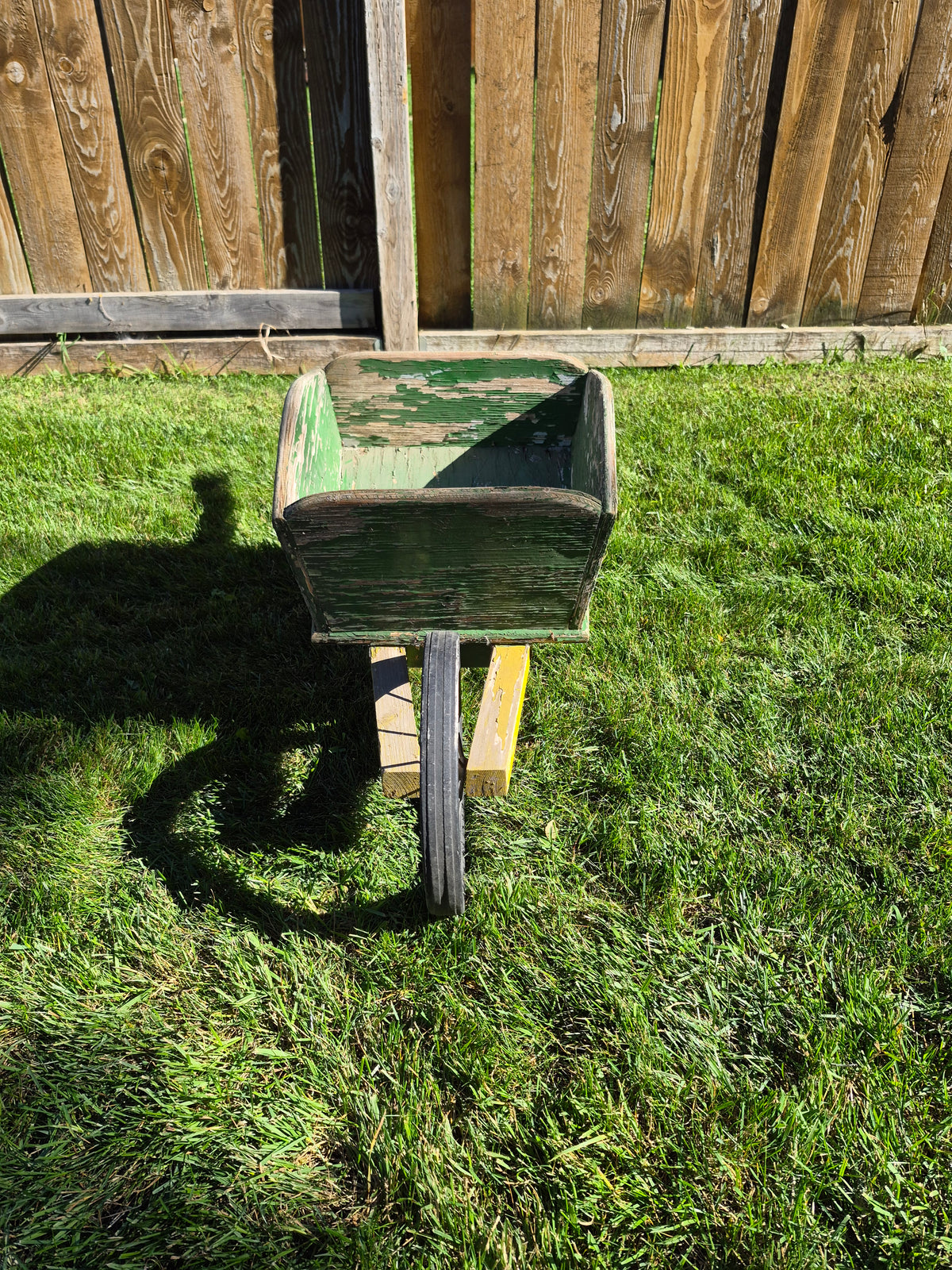 Rustic John Deere-Themed Wooden Wheelbarrow Garden Planter – 38" Long