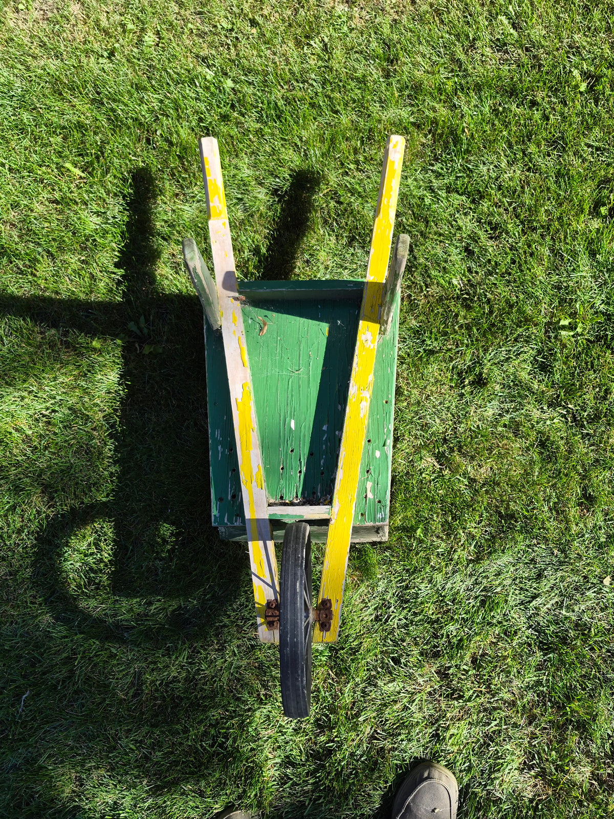 Rustic John Deere-Themed Wooden Wheelbarrow Garden Planter – 38" Long