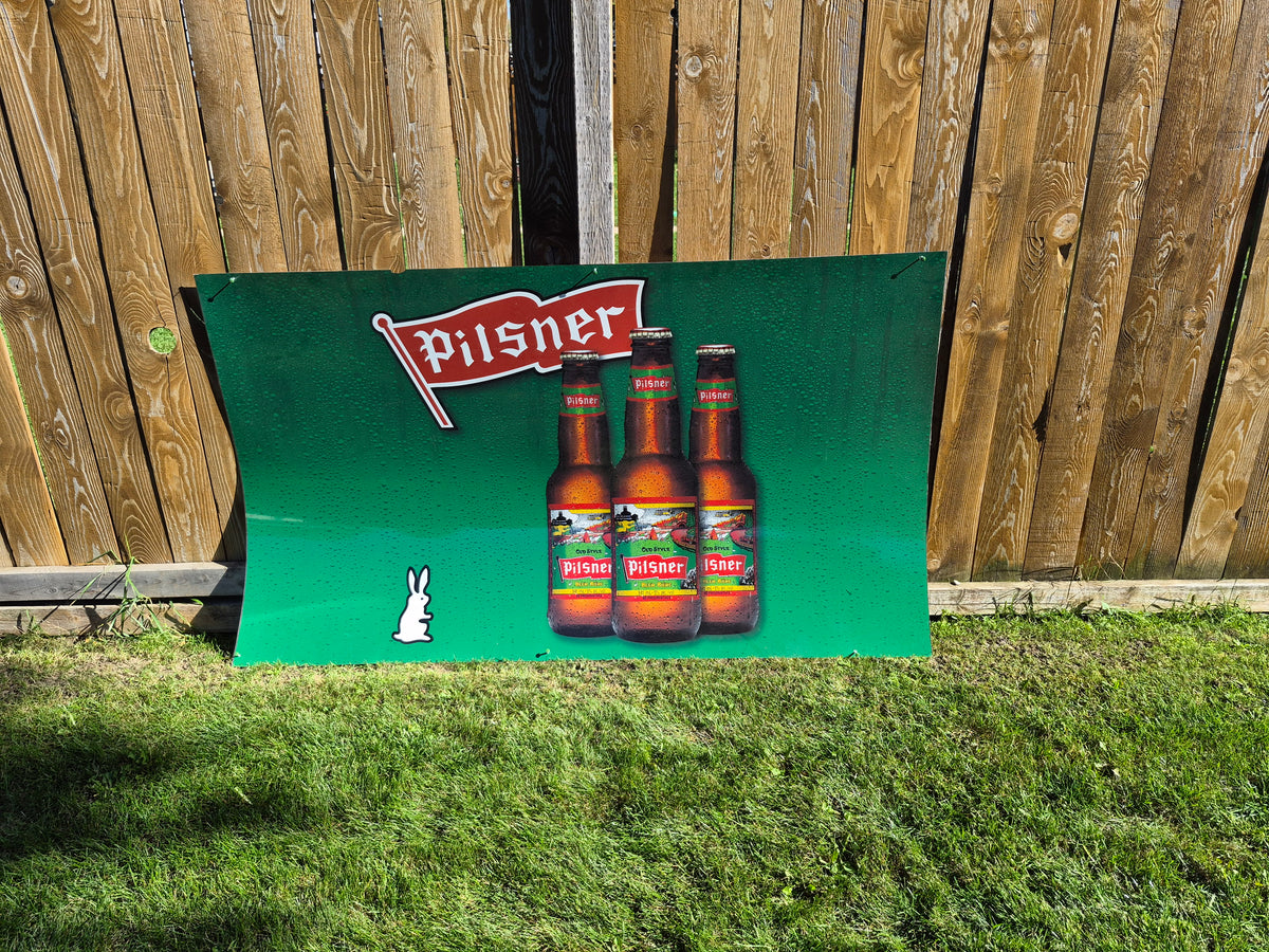 Huge Old Style Pilsner Beer Advertising Plexiglass Sign – 73" × 42" – Saskatchewan Favourite