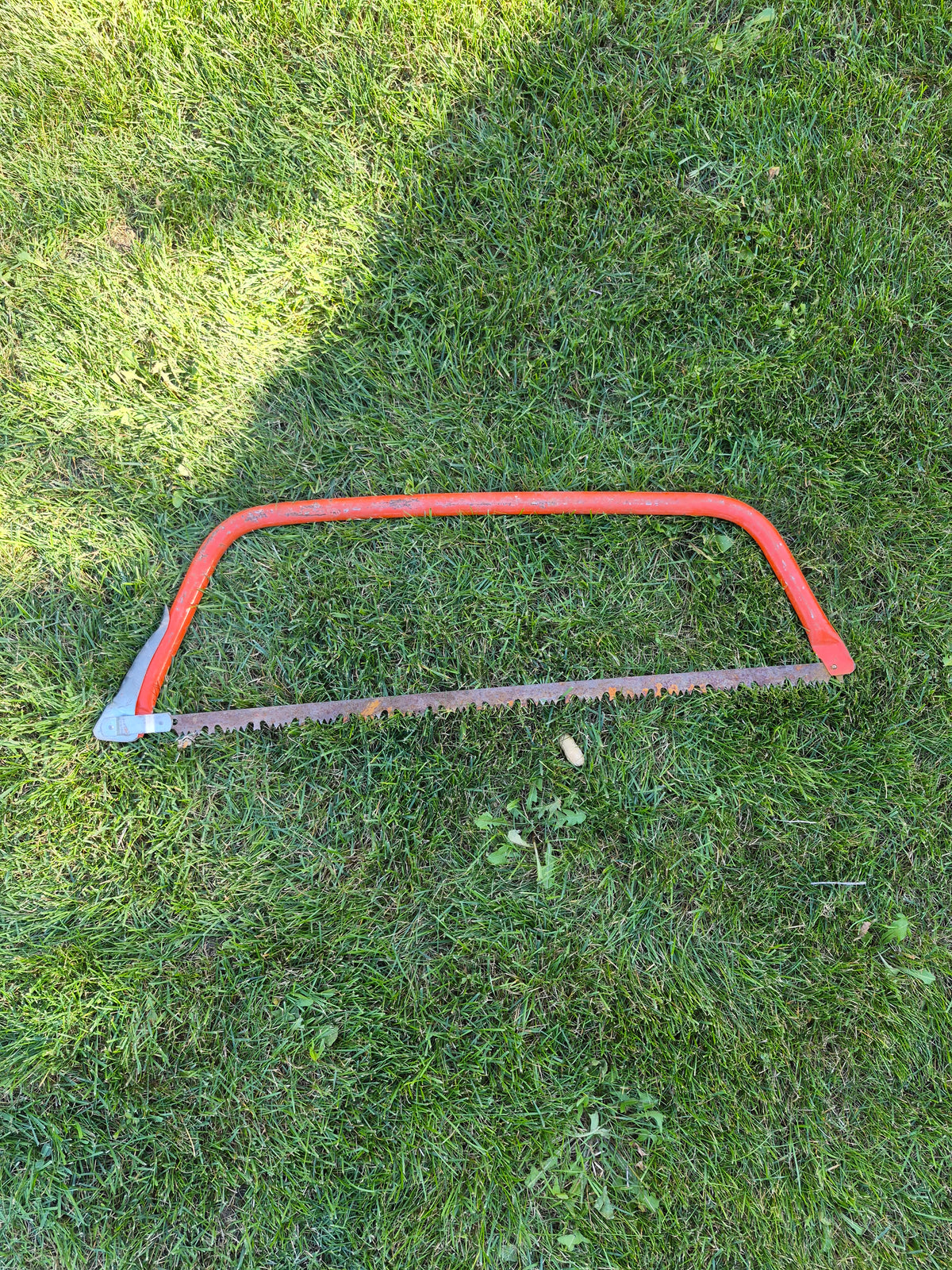 Vintage Red Metal Bow Saw / Buck Saw – 33" x 10" – Rustic Logging Tool