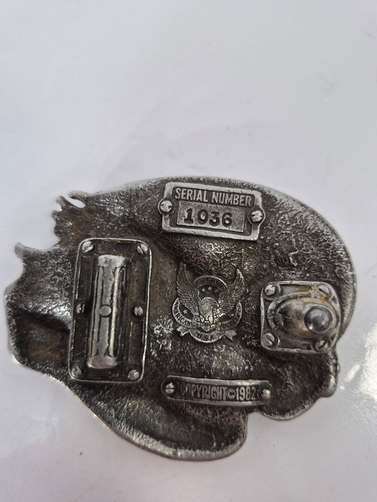 Vintage 1982 “Born to Live – Live to Ride” Eagle Motorcycle Belt Buckle – Serial #1036