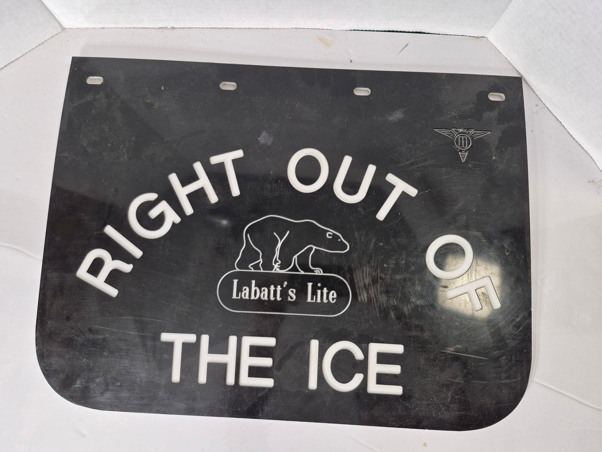 Vintage Labatt’s Lite “Right Out of the Ice” Hard Plastic Advertising Mud Flaps – Set of 2 – 20" x 15"