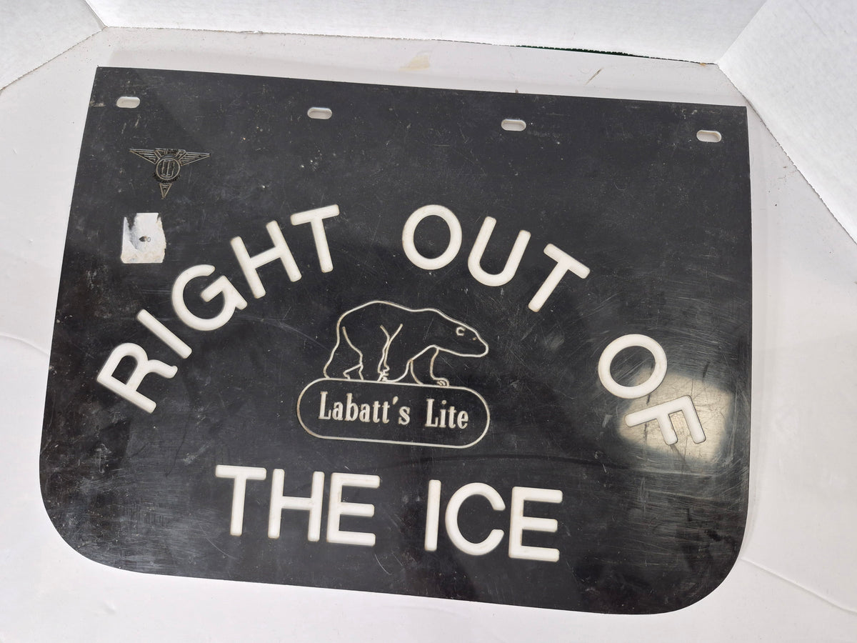 Vintage Labatt’s Lite “Right Out of the Ice” Hard Plastic Advertising Mud Flaps – Set of 2 – 20" x 15"