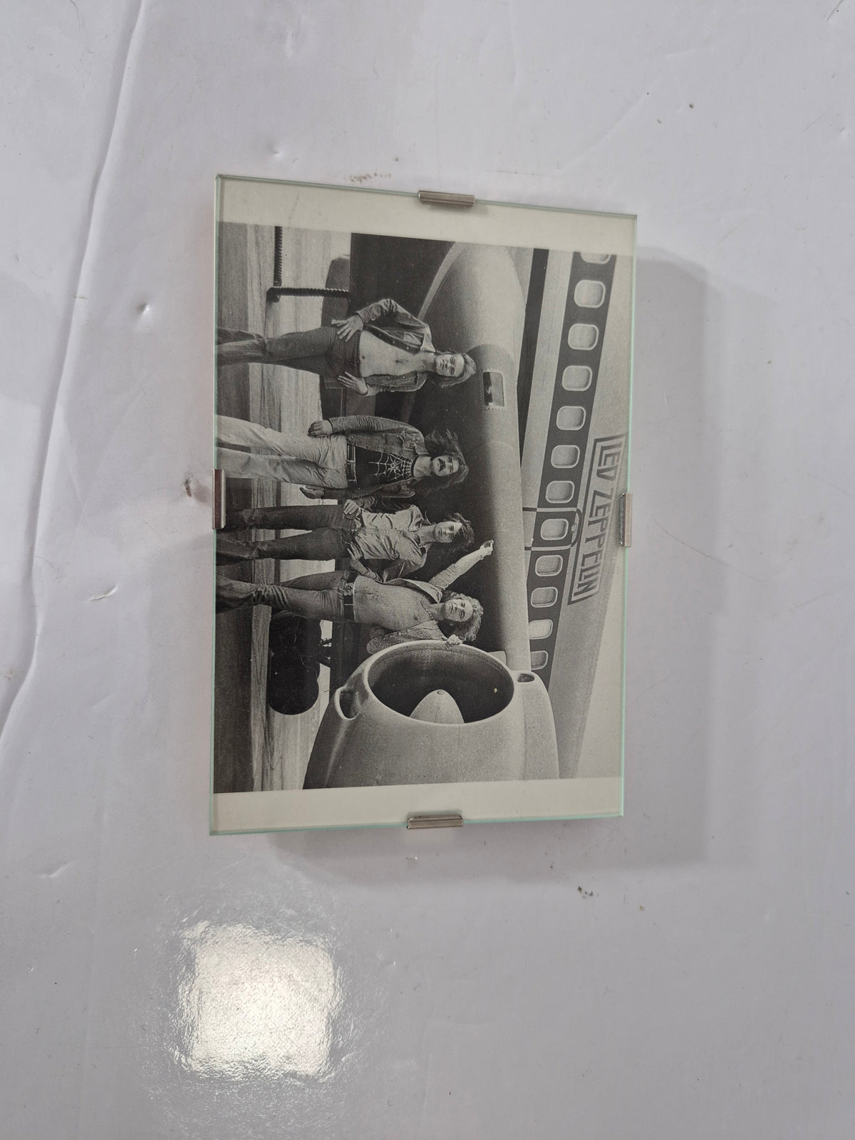 Led Zeppelin “The Starship” 1973 Black & White Photo – Floating Glass Frame – 6" x 4"
