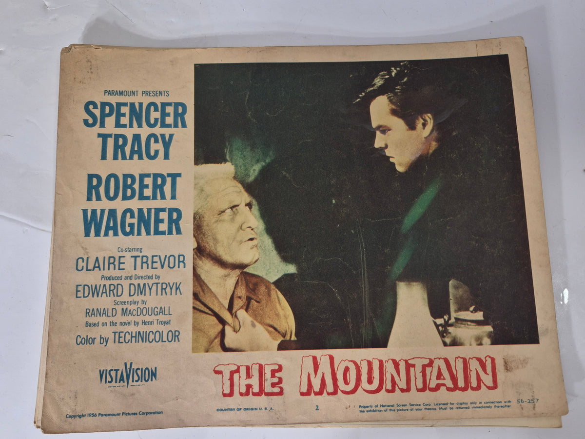 1956 “The Mountain” Original Paramount Movie Lobby Cards – Spencer Tracy & Robert Wagner – 14" x 11"