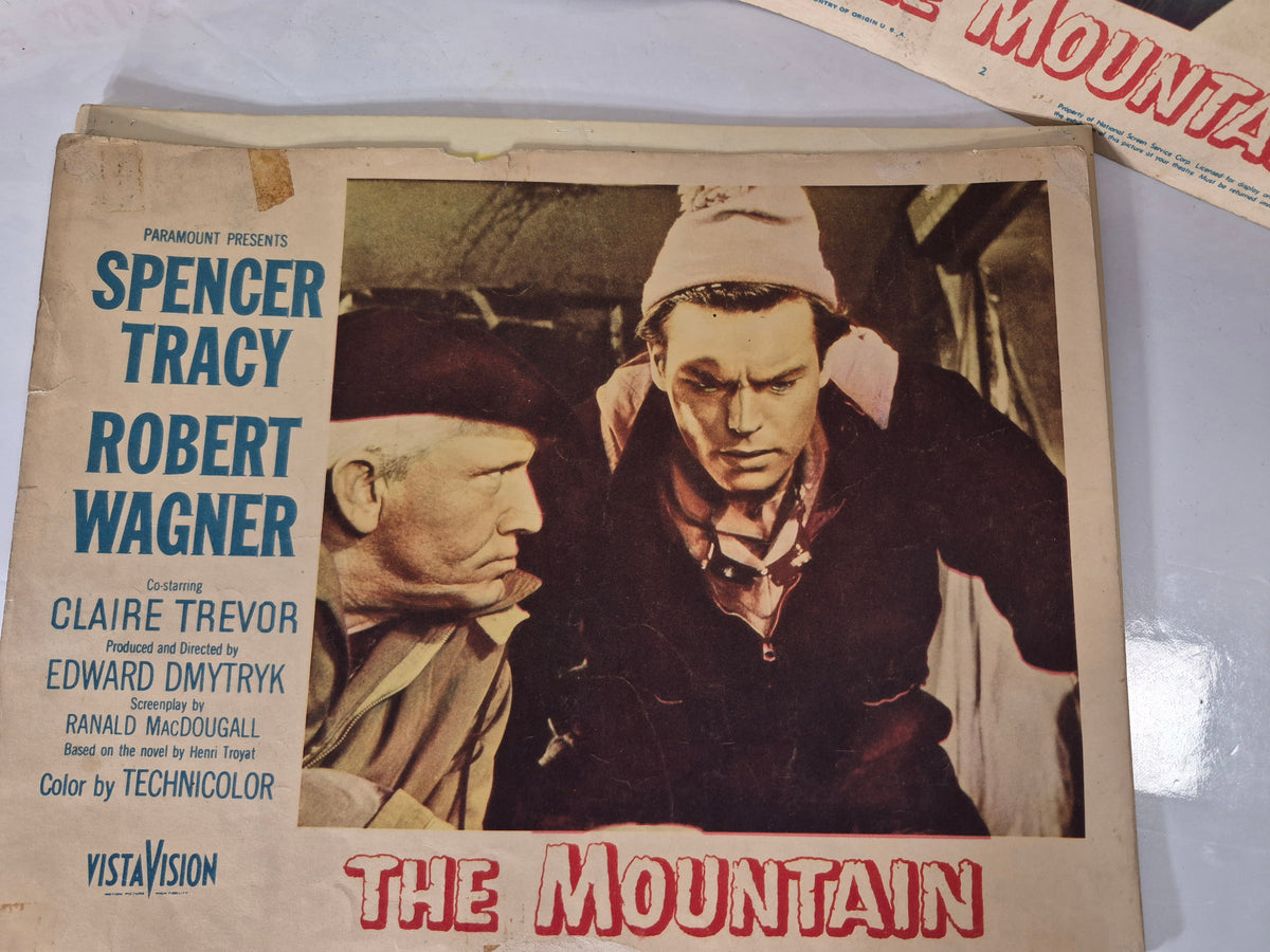 1956 “The Mountain” Original Paramount Movie Lobby Cards – Spencer Tracy & Robert Wagner – 14" x 11"