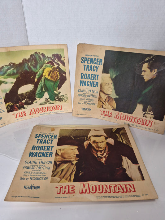 1956 “The Mountain” Original Paramount Movie Lobby Cards – Spencer Tracy & Robert Wagner – 14" x 11"
