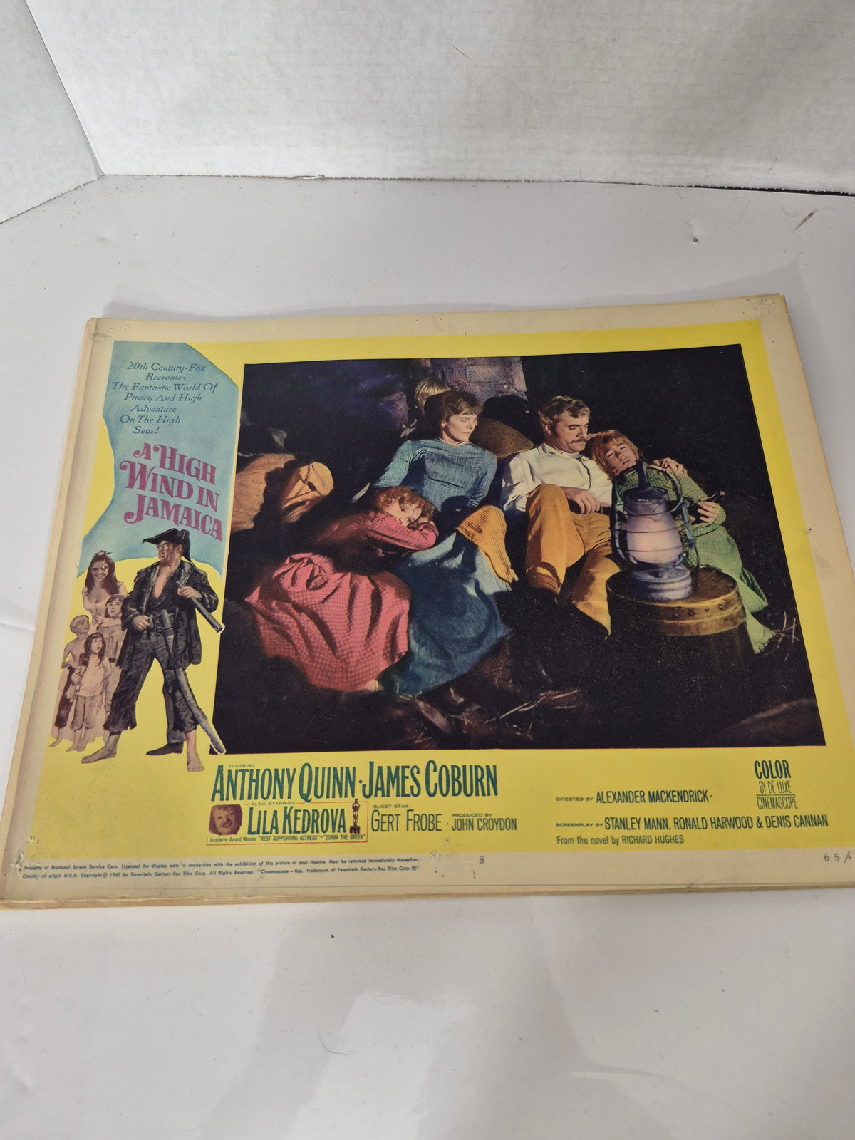 1965 “A High Wind in Jamaica” Original 20th Century-Fox Movie Lobby Cards – Anthony Quinn & James Coburn – 14" x 11"