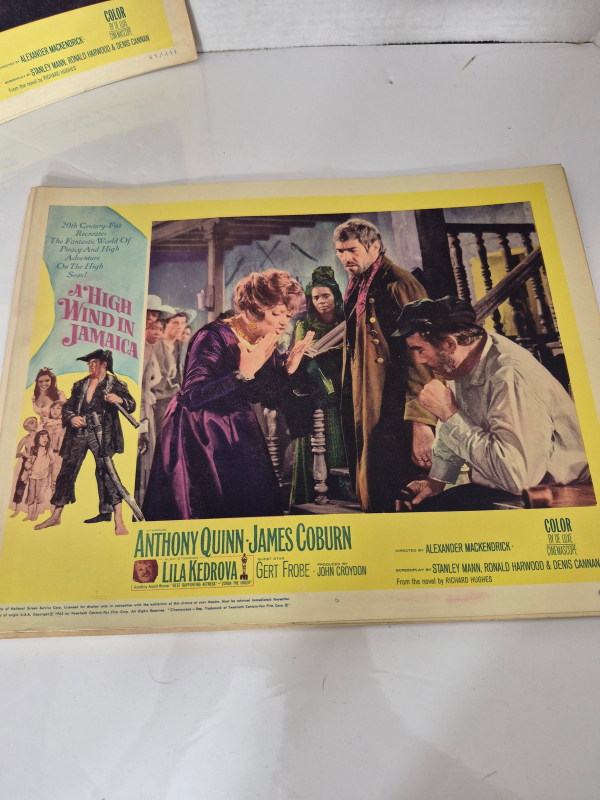 1965 “A High Wind in Jamaica” Original 20th Century-Fox Movie Lobby Cards – Anthony Quinn & James Coburn – 14" x 11"