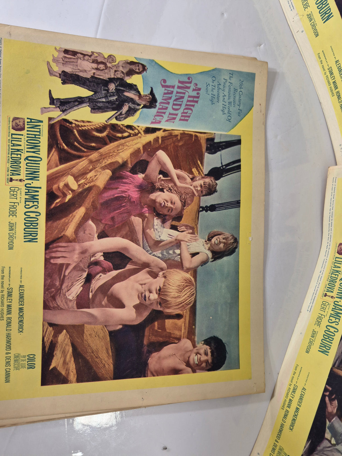 1965 “A High Wind in Jamaica” Original 20th Century-Fox Movie Lobby Cards – Anthony Quinn & James Coburn – 14" x 11"