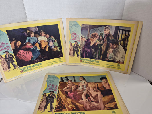 1965 “A High Wind in Jamaica” Original 20th Century-Fox Movie Lobby Cards – Anthony Quinn & James Coburn – 14" x 11"
