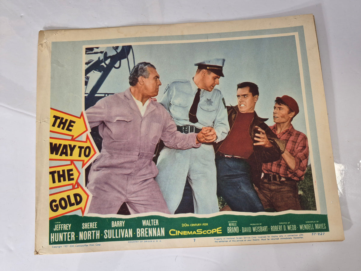 1957 The Way to the Gold Original Movie Lobby Cards – Set of 4 – Jeffrey Hunter – 14" x 11"