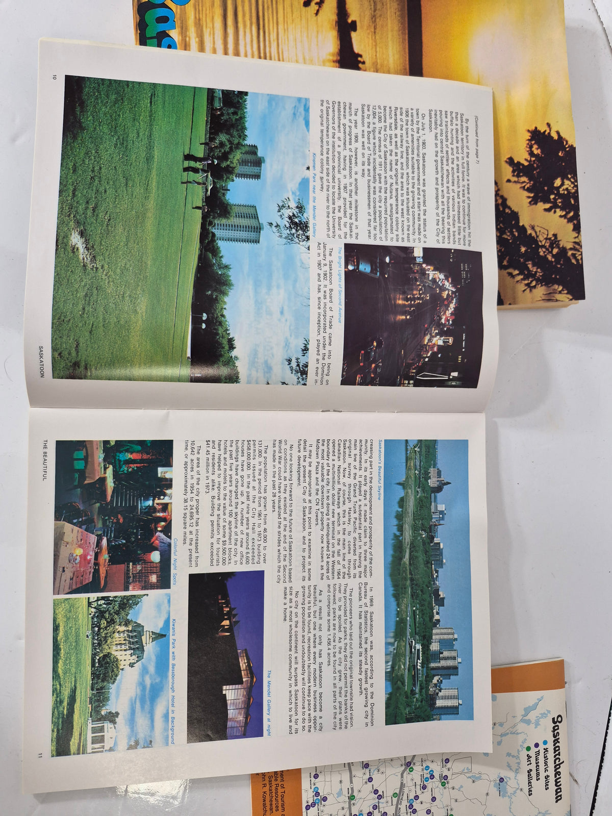 1974 Saskatchewan Travel Guide & “Saskatoon the Beautiful” Tourism Guide – Vintage Map & Brochure Lot