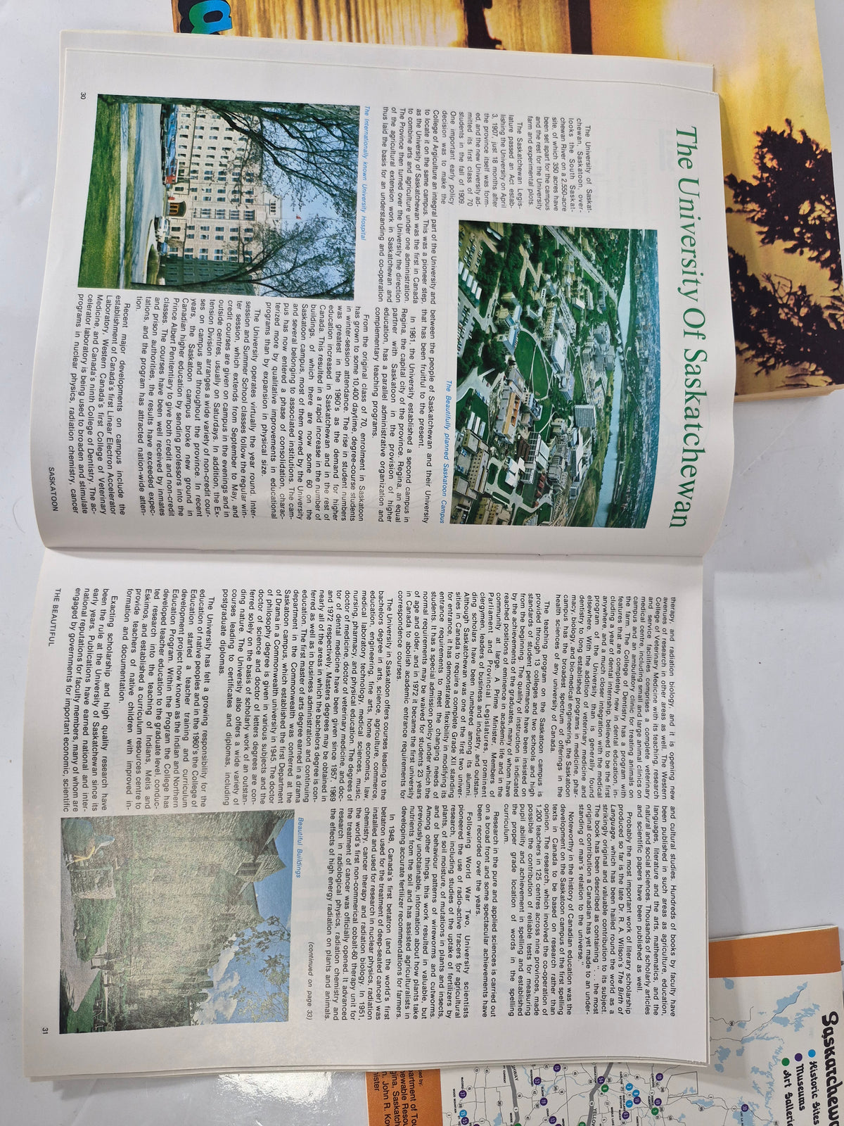1974 Saskatchewan Travel Guide & “Saskatoon the Beautiful” Tourism Guide – Vintage Map & Brochure Lot