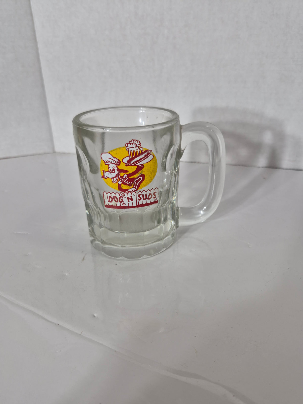 Vintage Dog ’N Suds Root Beer Mini Glass Mug – Drive-In Restaurant Advertising – 4.25" x 4.5"
