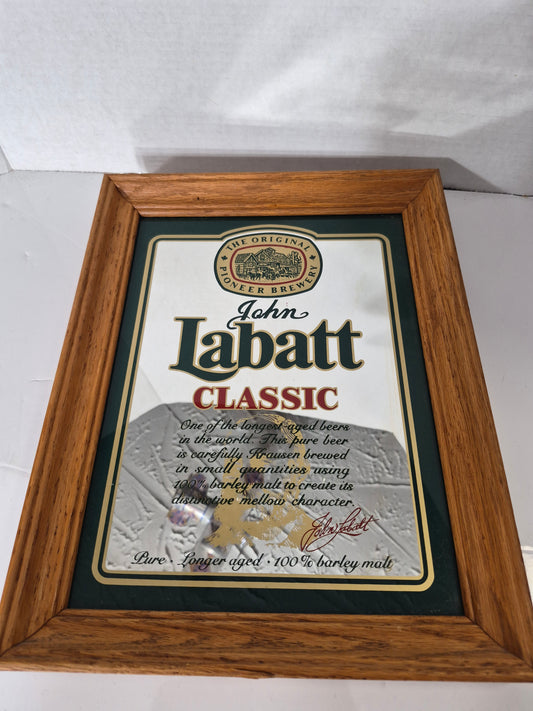 Vintage John Labatt Classic Beer Advertising Mirror – Original Pioneer Brewery – Stamford Art – 11" x 14"