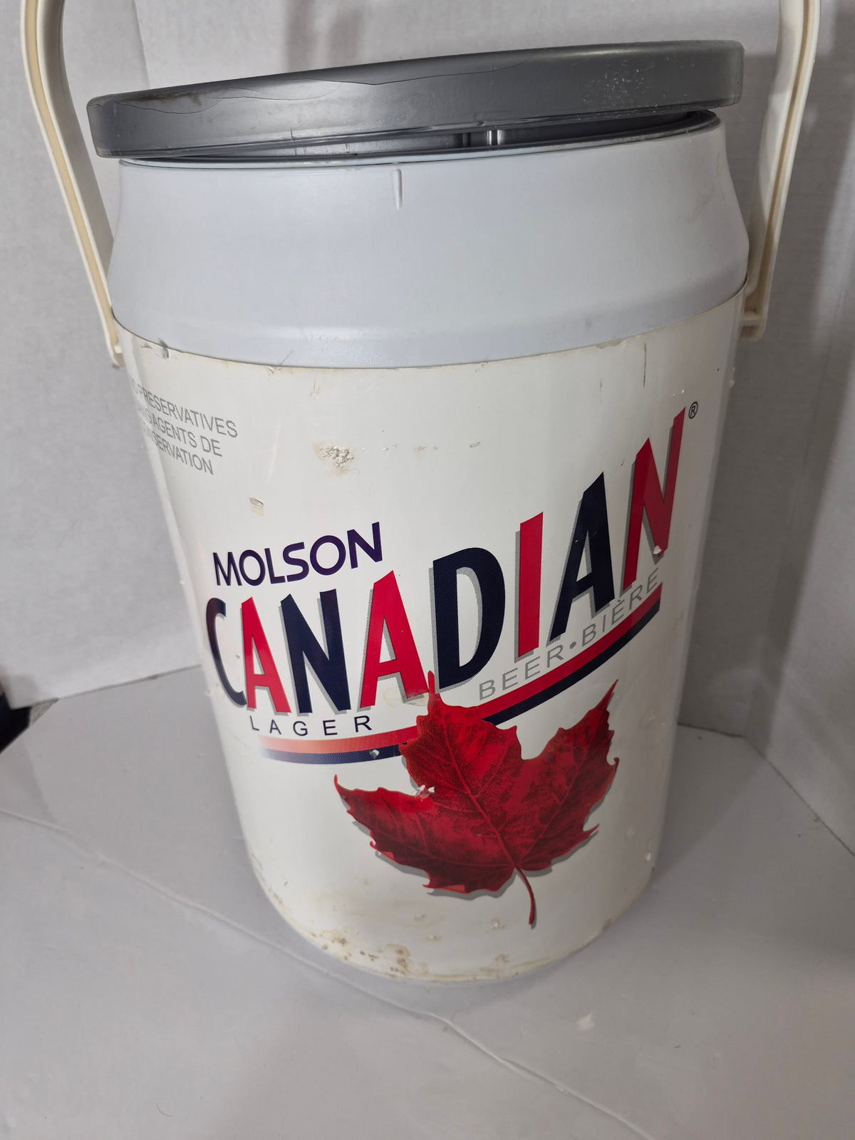 Vintage Molson Canadian Lager Beer Can Cooler – Kooler Kraft Advertising Ice Bucket – 20" x 11.5"