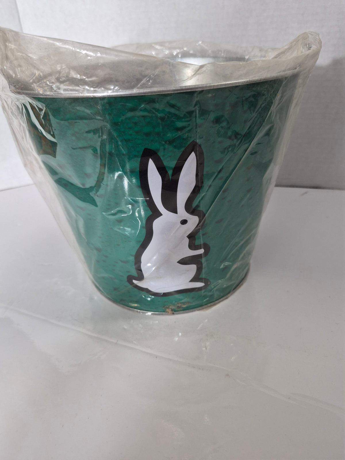 Vintage Playboy Bunny Ice Bucket – Green Metal Barware – New Old Stock