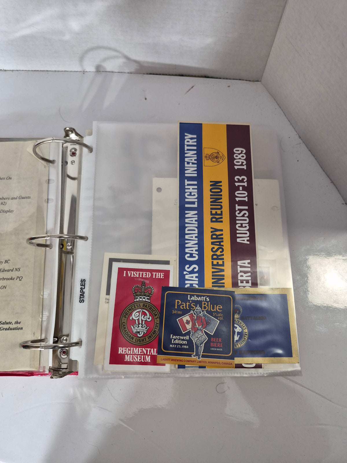 Princess Patricia’s Canadian Light Infantry PPCLI Historical Memorabilia Binder – 75th Anniversary 1989 Collection