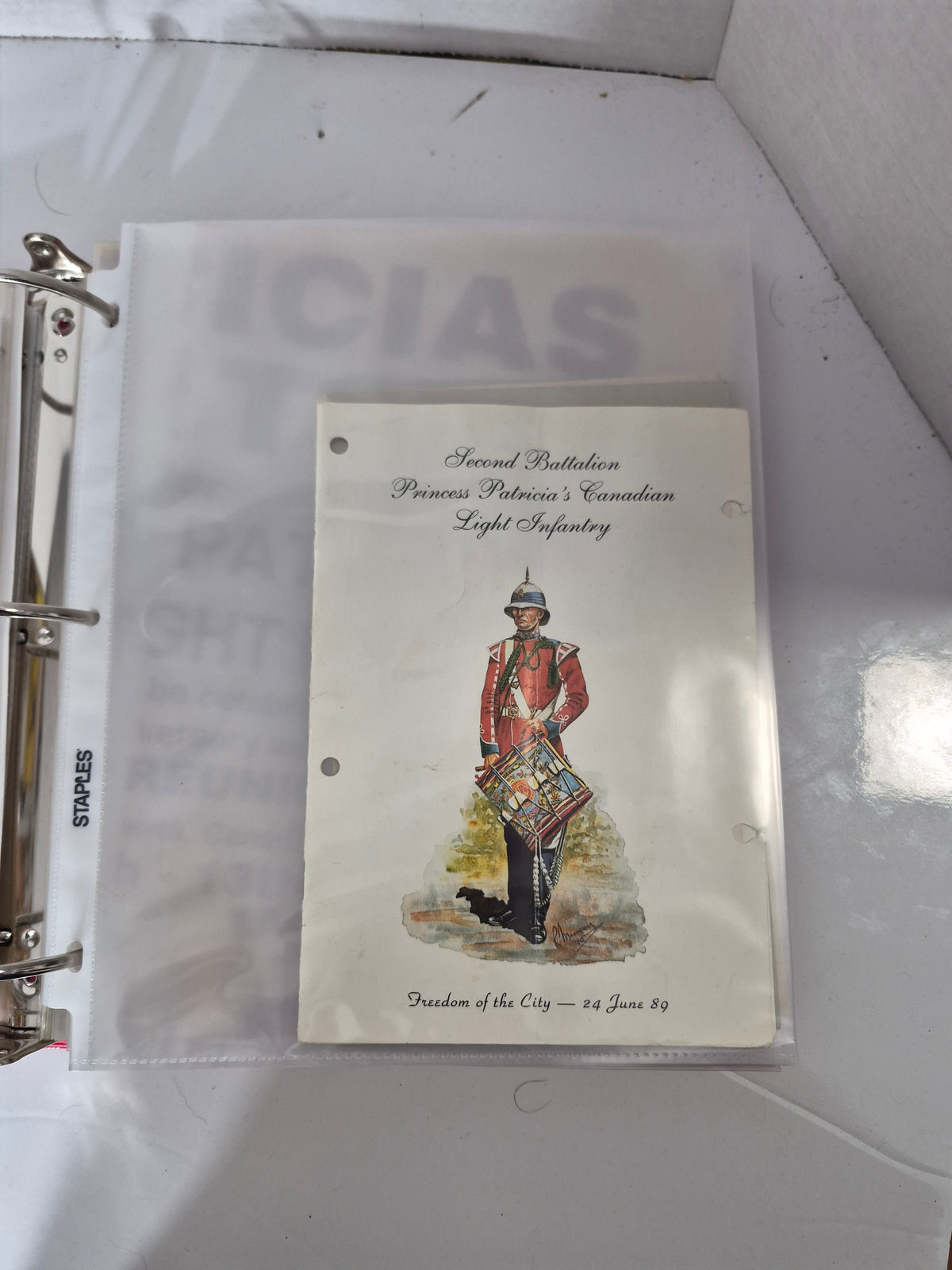 Princess Patricia’s Canadian Light Infantry PPCLI Historical Memorabilia Binder – 75th Anniversary 1989 Collection