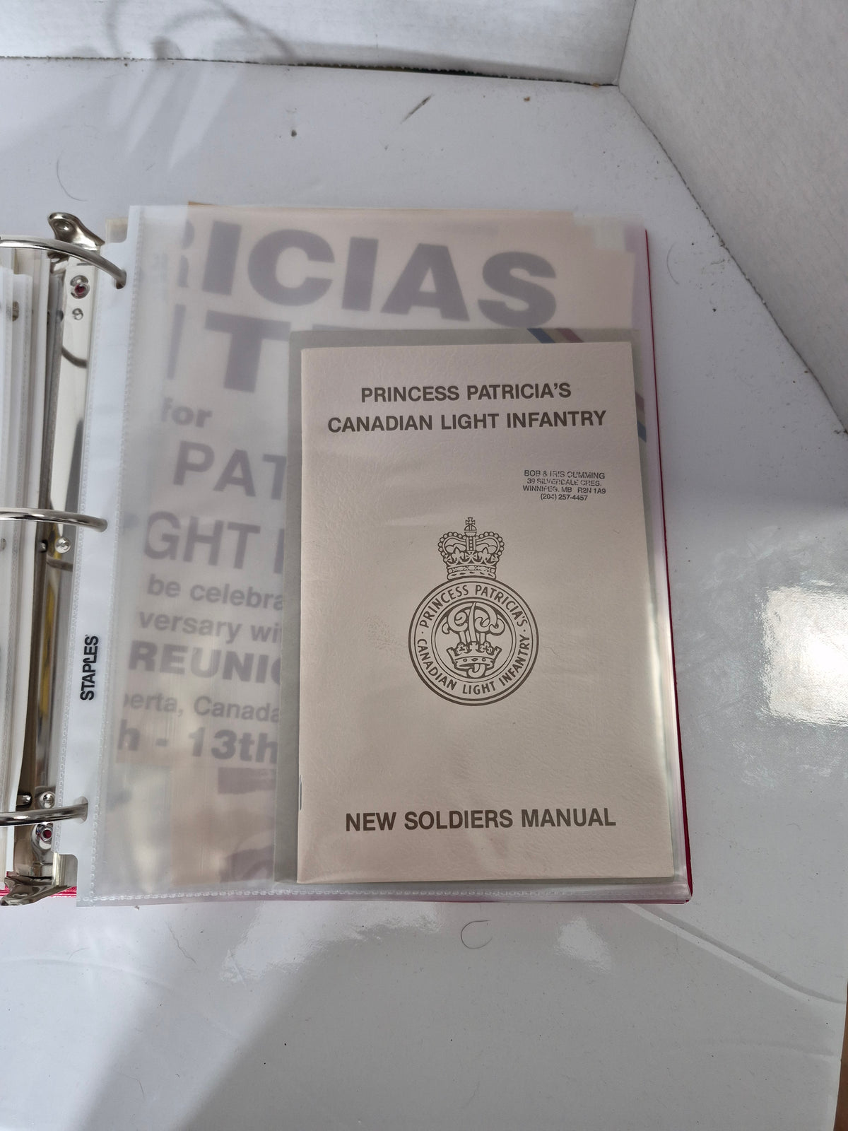 Princess Patricia’s Canadian Light Infantry PPCLI Historical Memorabilia Binder – 75th Anniversary 1989 Collection