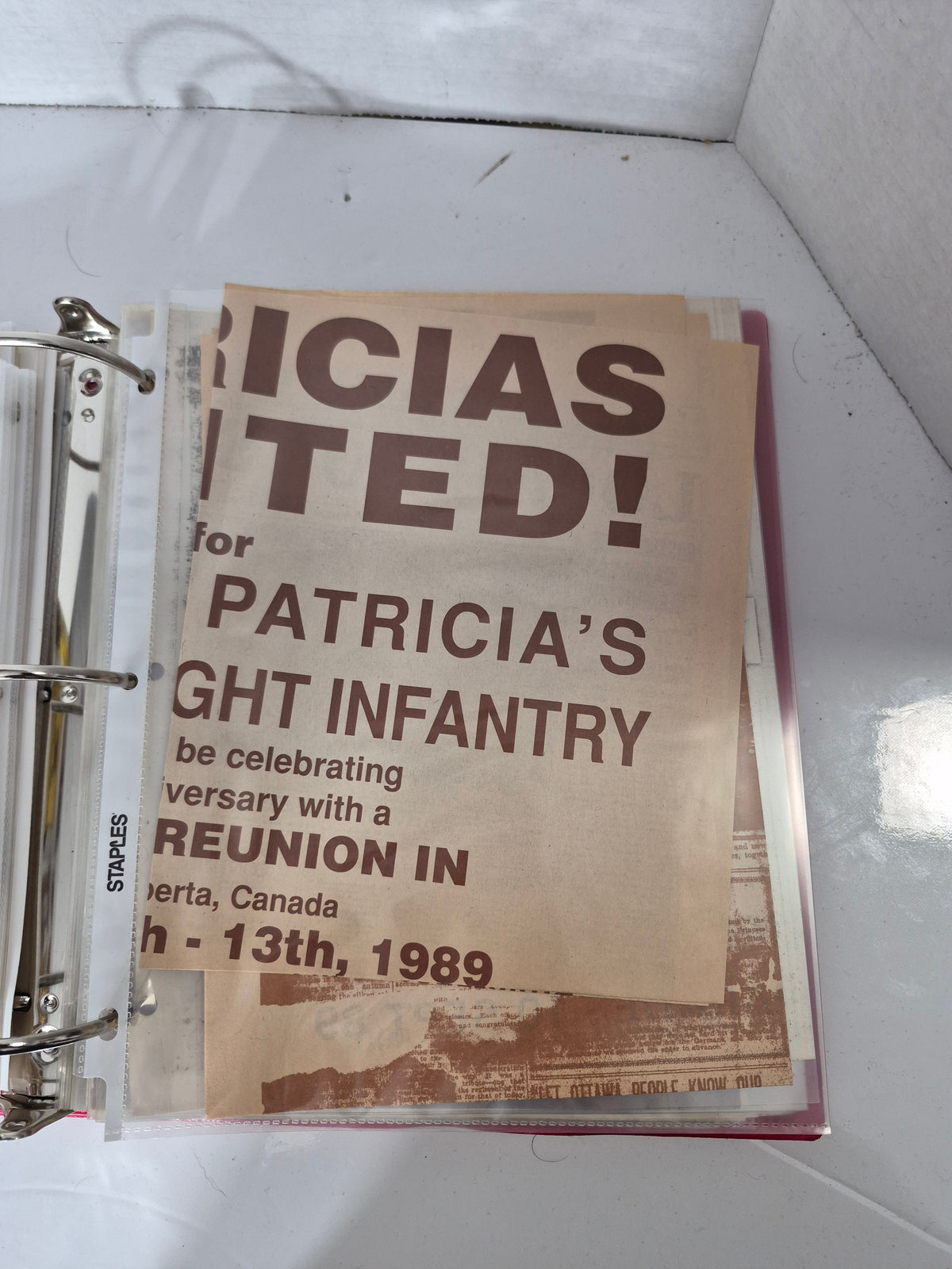 Princess Patricia’s Canadian Light Infantry PPCLI Historical Memorabilia Binder – 75th Anniversary 1989 Collection