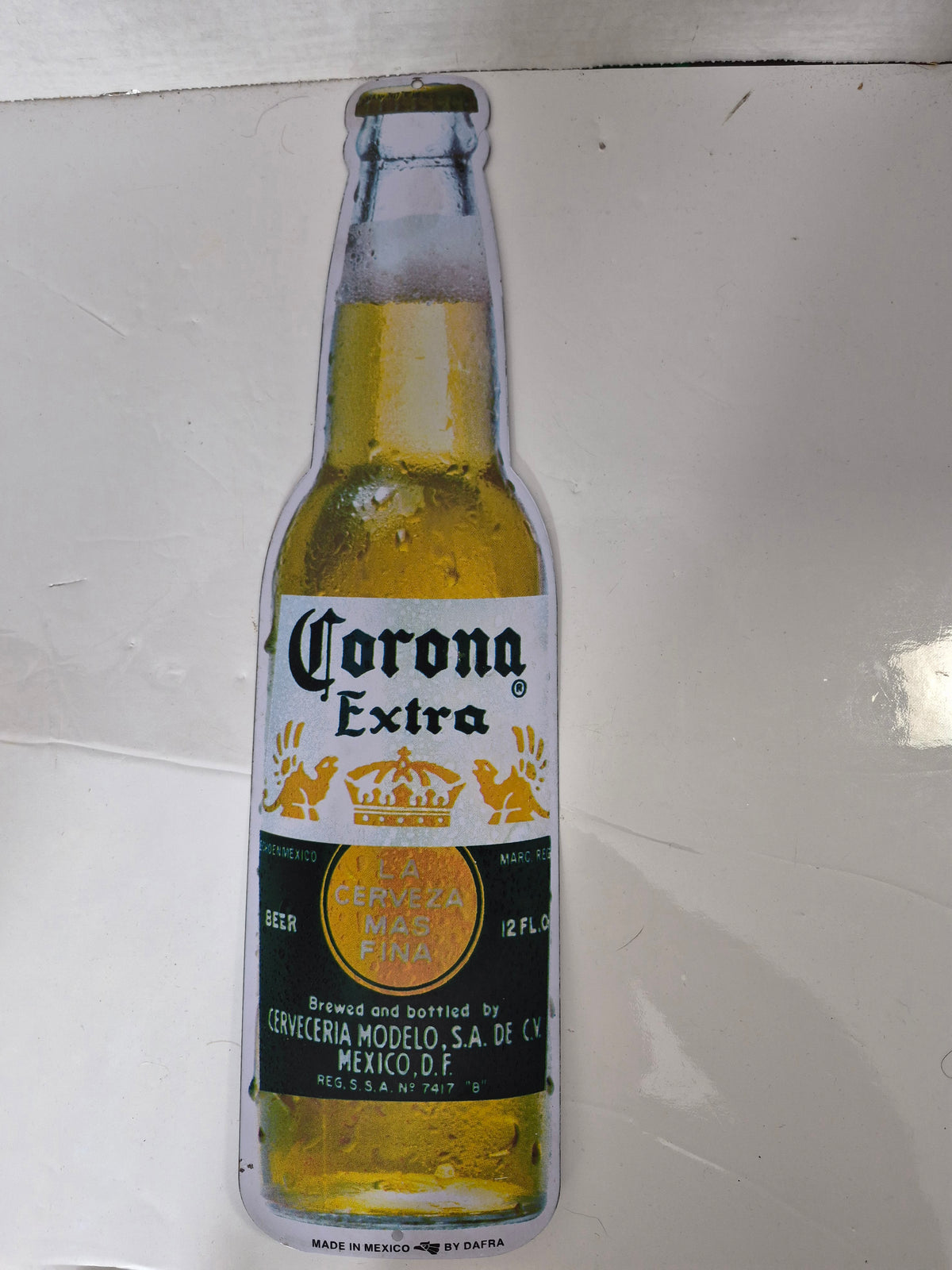 Corona Extra Bottle-Shaped Metal Beer Advertising Sign – Made in Mexico by DAFRA – 19.25"
