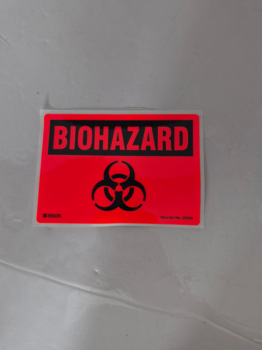 Vintage Brady Biohazard Warning Sign – Fluorescent Red & Black – Reader No. 20334
