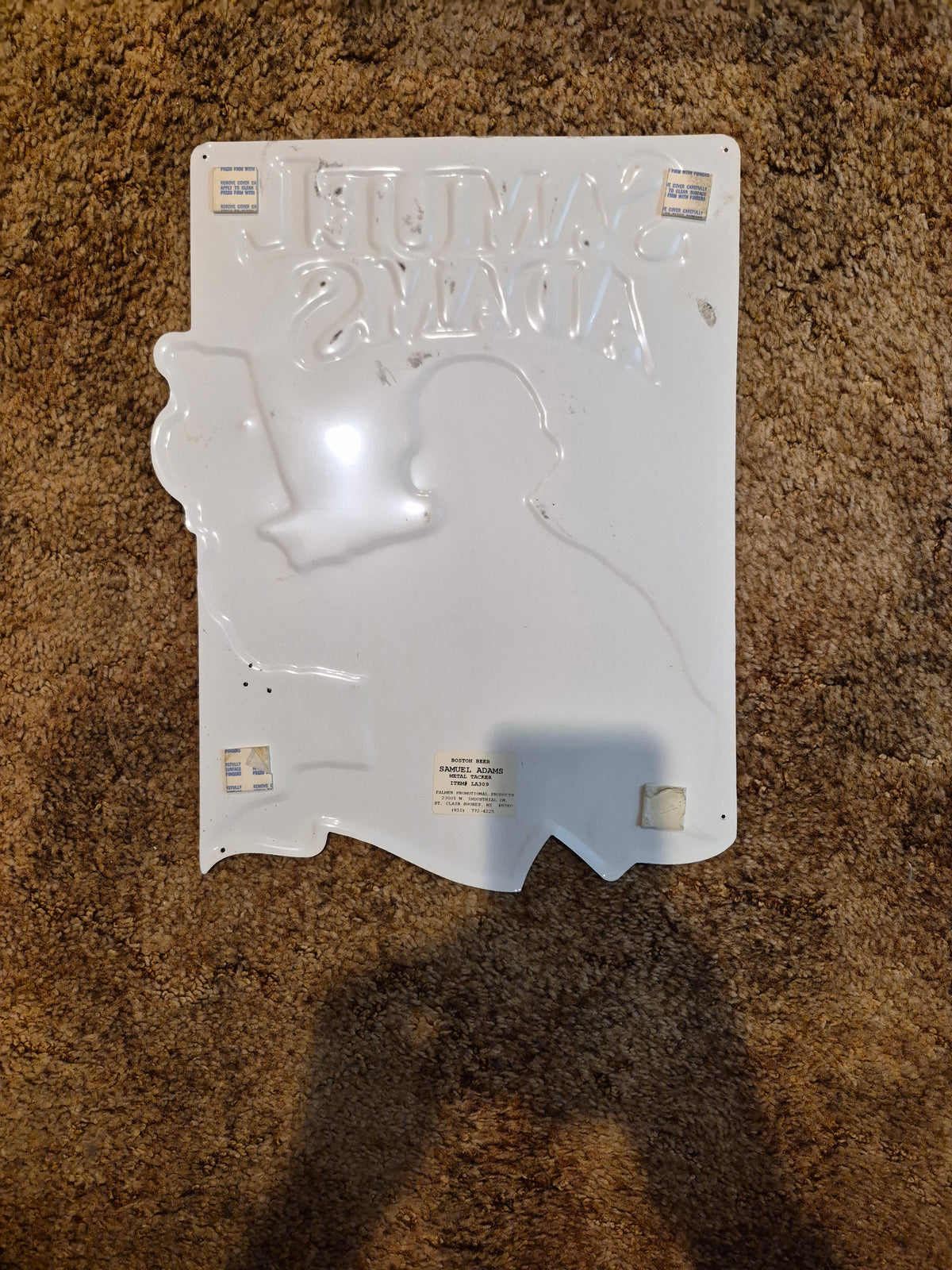 Samuel Adams Boston Lager 3D Embossed Metal Tacker Sign – Brewer Patriot – 12.5" x 17.25"
