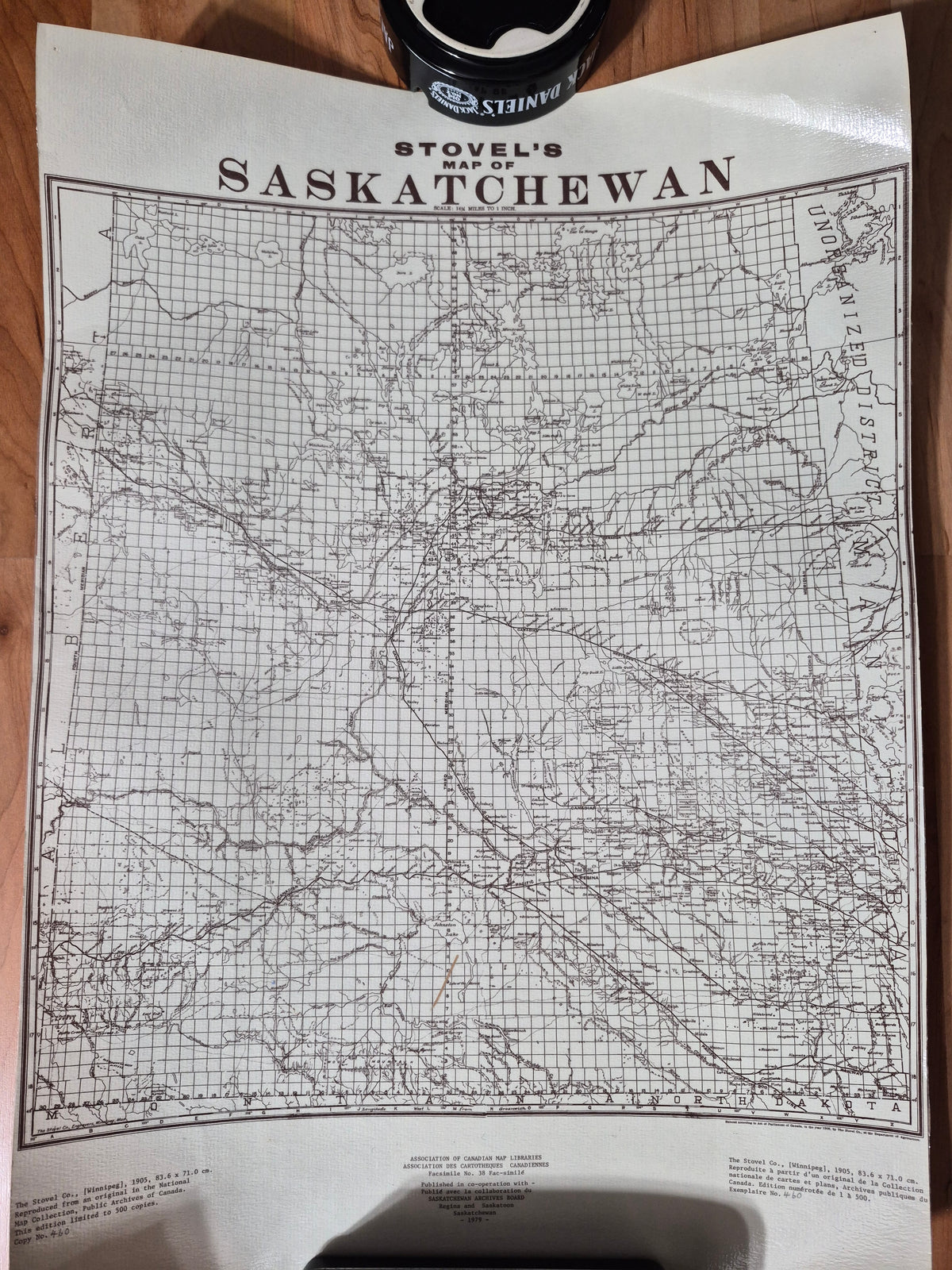 Limited Edition 1979 Stovel’s Map of Saskatchewan – 1905 Facsimile No. 38 – No. 460/500 – 22" x 15"