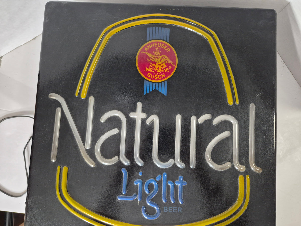 Vintage Anheuser-Busch Natural Light Beer Lighted Bar Sign – KCS Industries – 18" x 18" – Working