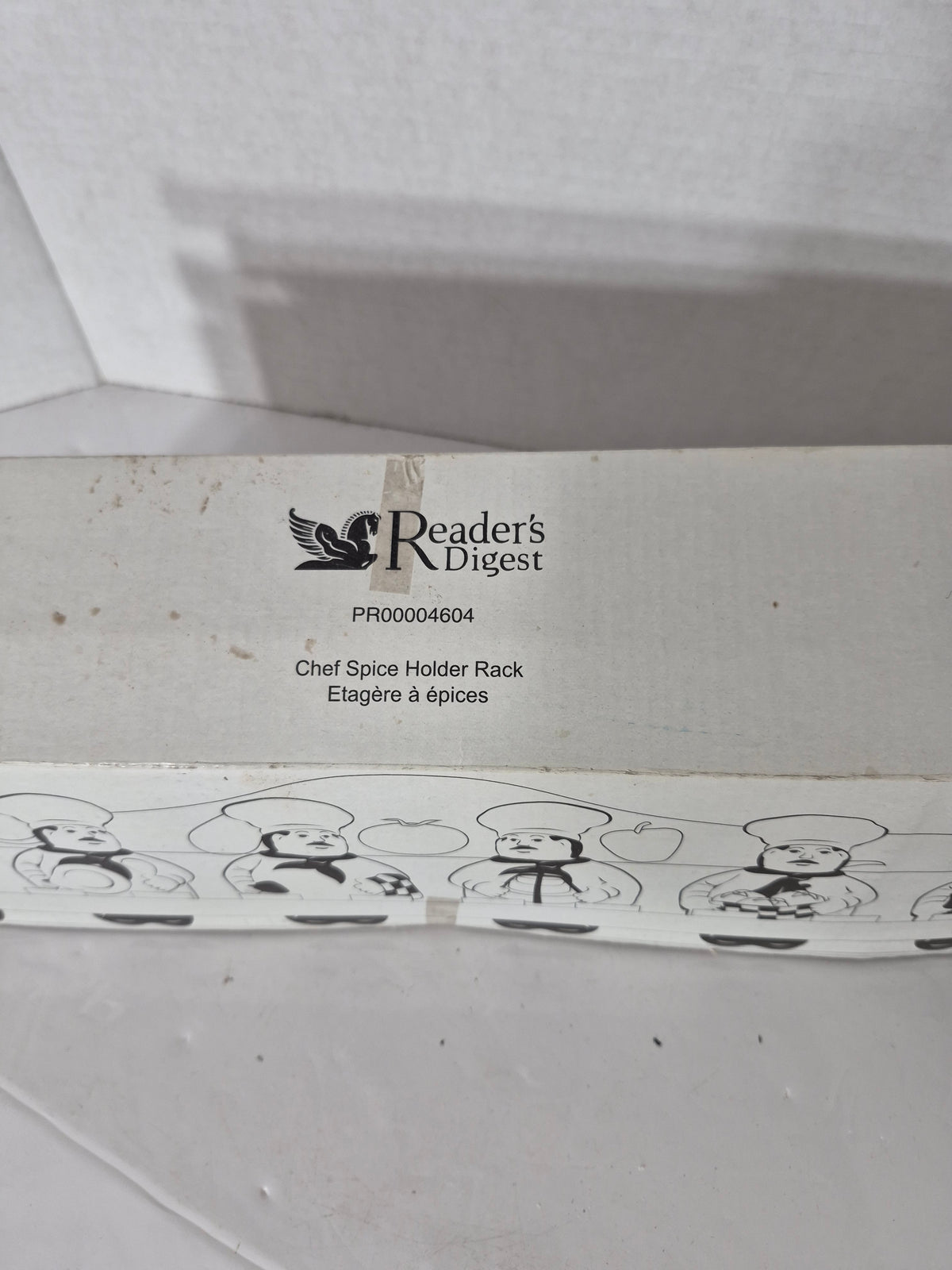 Vintage Reader’s Digest Ceramic Chef Spice Shaker Set with Holder Rack & Original Box – Set of 6 – 15"
