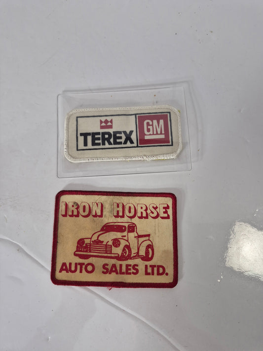 Vintage Terex GM & Iron Horse Auto Sales Ltd. Advertising Patches – Lot of 2