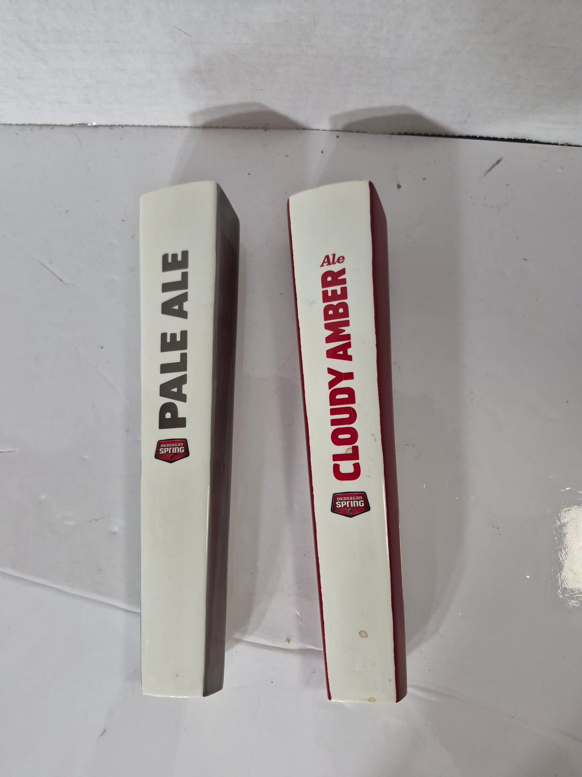 Okanagan Spring Brewery Pale Ale & Cloudy Amber Ale Tap Handles – Pair – 11"