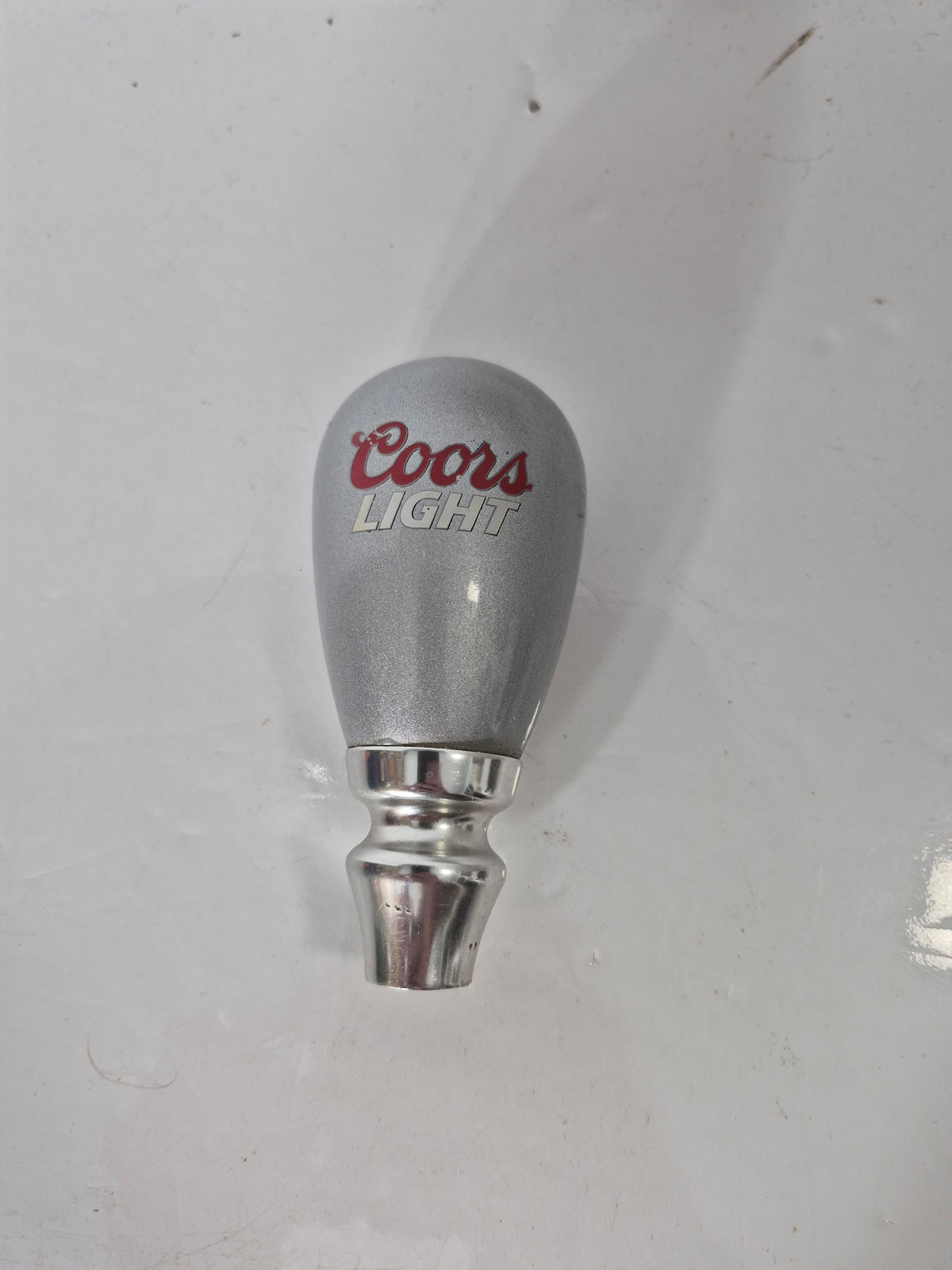Coors Light Silver Beer Tap Handle – Red & White Logo – 4.5" x 2"