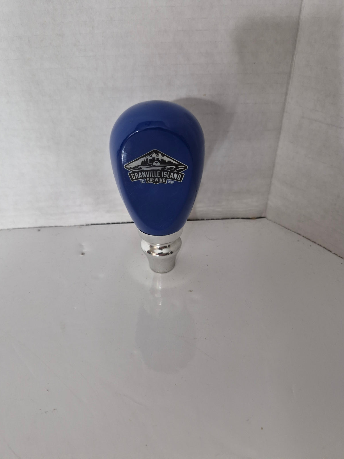 Granville Island Brewing Blue Beer Tap Handle – Vancouver BC Breweriana – 4.5" x 2"