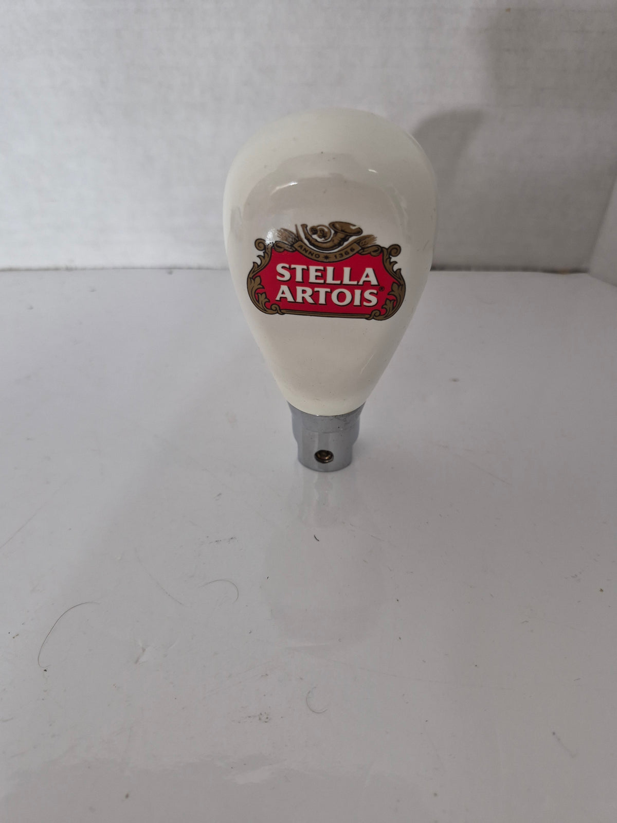 Stella Artois White Beer Tap Handle – Classic Red Crest Bar Advertising – 4.5" x 2"